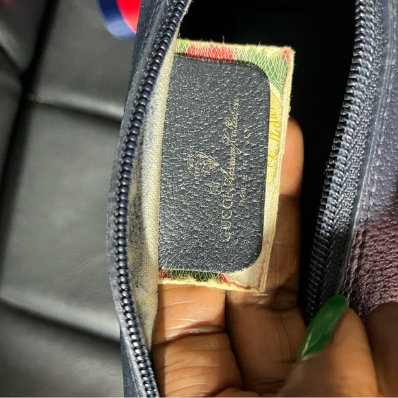 Gucci Beige GG Canvas clutch, converted into Crossbody with Navy and Red Stripe - Picture 9 of 15